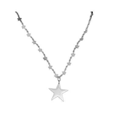 Oralgos fashionable necklace in vintage style pentastar keybone chain versatile choker star trailer necklace jewelry for women stainless steel