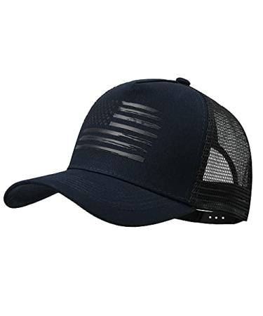 VIONLAN Baseball Cap American Flag Trucker Hat for Men Women 3D Embossed Logo Adjustable Outdoor Mesh Snapback Hat Navy/Black Flag