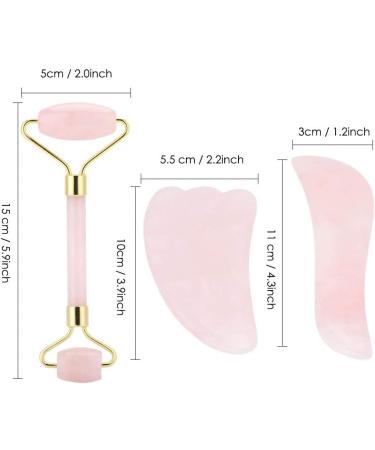 Premium Jade Roller Set - 3-Piece Natural Quartz Massage Tools Including Massage Roller & Scratching Board for Ultimate Relaxation - Buy Online on GoSupps.com