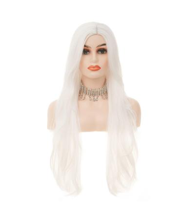 White Long Curly Wig for Women Wavy Synthetic Fiber Cosplay & Daily Wear - Buy Online on GoSupps.com