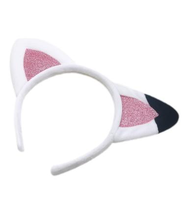 CAZSTYK Soft Cat Headband Animal Shape Plush Ears Hair Hoop for Washing Face Animal Hairbands Cartoon Costume White Super Soft Gli