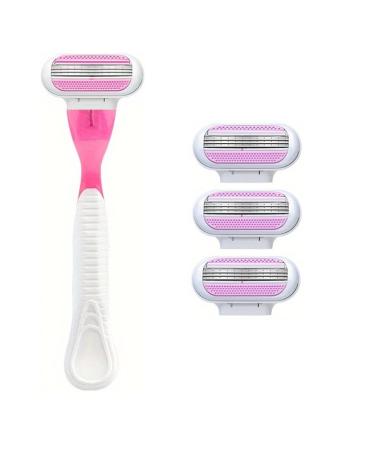 Razor 3-leaf lady razor T-shaped hair remover for trimming women removable for repeated use (color: 1 holder 3 blades)