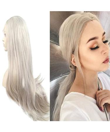 Xiweiya Long Hair Silver Platin Blonde Lace Front Lace Werwigen Synthetic Lace Front Power Ash Blonde.