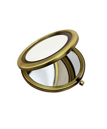 Longsing pocket mirror Portable pocket mirror Travel foldable mini retro round make -up mirror 70mm wide illuminated mirror bronze