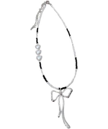 Shop OralGos Fashionable Necklace - Metal Bow Pendant Choker Cute Silver Clavicle Chain for International Shipping - Buy Online on GoSupps.com