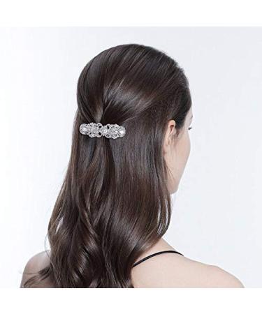 Ever Faith Clear Silver-Tone Crystal Art Deco Flower Hair Barrette Clip - Buy Online on GoSupps.com