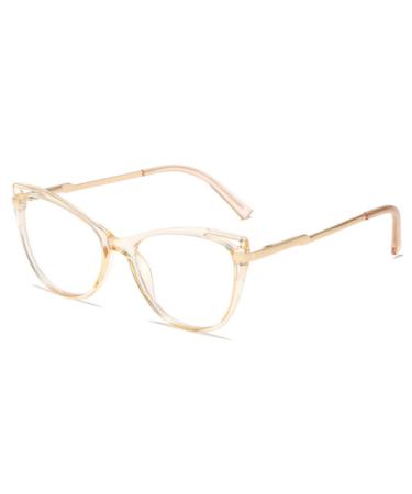 FLYRANGOOV CAT EYE Blue lights blocking glasses for men/women computer blue light glasses anti-overexertion of the eyes UV glare (champagne)