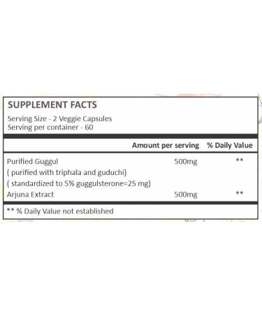 Guggul Vegie Capsule with Arjuna Extract 120 Count 1000 mg 120 Count (Pack of 1) - Buy Online on GoSupps.com