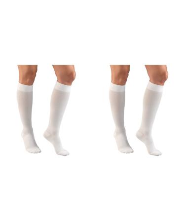 Truform Compression Socks 15-20 mmHg Women's Dress Socks Knee High Over Calf Length White Large 1976WH-L (Pack of 2)