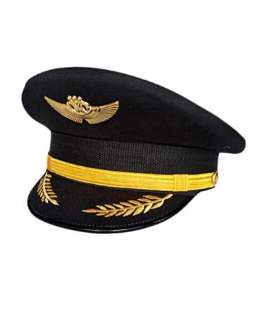 George Jimmy Aircraft Captain Cap Uniform Aviation Cap Railway Hat Costume Accessory-A10