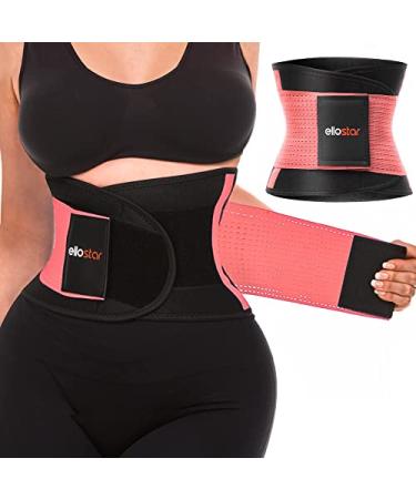 ellostar Waist Trainer for Women, Back Support Band & Tummy Control Body Shaper, Sweat Weight Loss Shapewear, Workout Large Pink