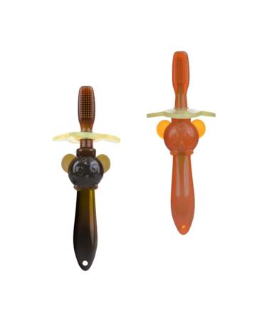 Frcolor 2st toothbrush safety safety toothbrush children toothbrush children's toothbrush boys bite ring made of silicone bristle toothbrush with lid oral care new
