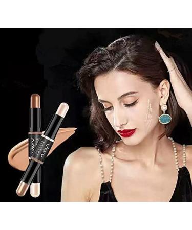 Double-Headed Contour & Highlight Stick Concealer Set - Light Coffee & Pearl White - Buy Online on GoSupps.com