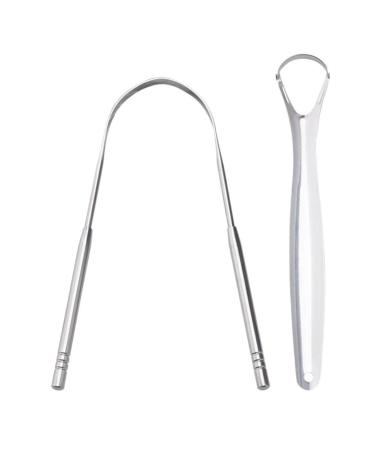 Fenteer 2pcs Tongue Scraper Cleaner Stainless Steel Bad Breath for Oral Care