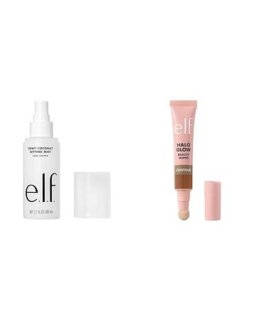 e.l.f. Dewy Coconut Setting Mist Makeup Setting Spray Hydrates & Conditions Skin 2.7 Fl Oz (80mL) & Halo Glow Contour Beauty Wand Liquid Contour Wand For A Naturally Sculpted Look Spray + MAKEUP 84704