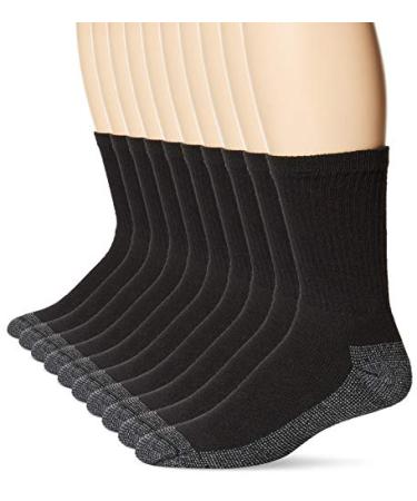 Fruit of the Loom mens Cushioned Durable Cotton Work Gear With Moisture Wicking Casual Sock, Black, Sock Size: 10-13/Shoe Size: 6-12