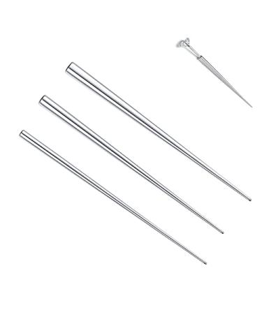 BESTEEL 3 Pcs 316L Surgical Steel Piercing Taper Insertion Pins, Pop Taper Piercings Kit for Ear/Nose/Lip/Eyebrow/Belly/Nipple/Tongue Piercing Changing Tool Stretcher, Body Piercing Kit Assistant Tool 14G 16G 18G External/Threadless/Internal Thread Bar