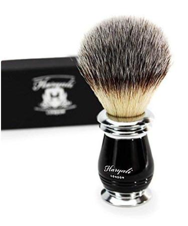 Synthetically hair-razor brush with the antique handpiece develops in black and metal with design Packaging.Gifts for men have everything