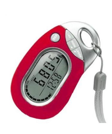 Pedusa PE-771 Tri-Axis Multi-Function Pocket Pedometer - Red With Holster/Belt Clip