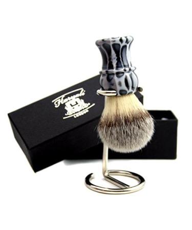 Brush synthetic hair brush with stand animal pattern blue/black