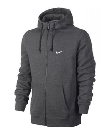 Nike Men's Club Swoosh Full Zip Fleece Hoodie Large Charcoal