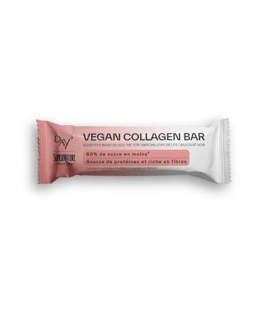 DAY+ | Vegan Collagen Booster Bar | Anti-Aging | Healthy & Delicious | Gluten-Free – High in Protein and Fiber | Hazelnut Biscuit Coated in Dark Chocolate | Vitamin C | 12 Bars of 35 gr
