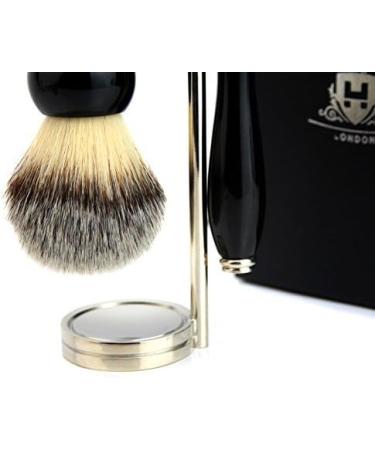 Buy 3 Pc Men's Shaving Kit - 5 Edge Razor Synthetic Badger Hair Brush & Stainless Steel Stand | Perfect Grooming Gift - Buy Online on GoSupps.com