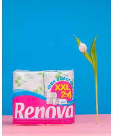 Renova Kitchen Paper - Max Absorption XXL 2-Layer Printed Rolls (2-Pack) - All-Purpose Towels for Home Use - Equivalent to 4 Standard Rolls - Buy Online on GoSupps.com