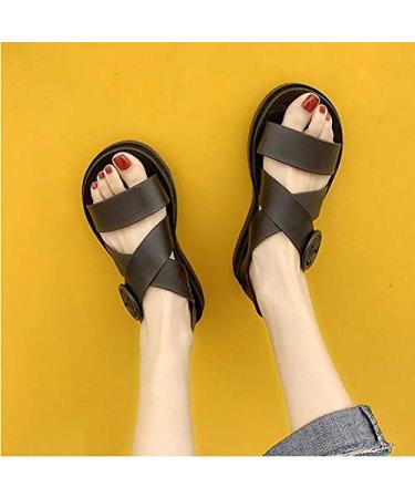 Wedge Heel Women's Sandals - Summer Platform Casual Beach Shoes with Adjustable Buckle & Peep Toe - Size 6.5 - Buy Online on GoSupps.com