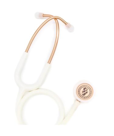 Stethoscope for Nurses Doctors | Nurse Accessories for Work | Nursing School Essentials | Dual-Head Chest Piece |Adult-Pediatric | 29" Premium White Latex-Free Tubing (Gold) Rose Gold/White