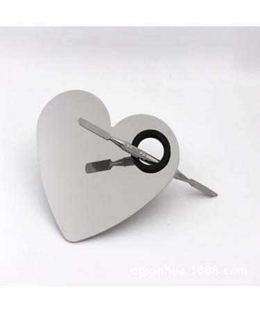 Heart-Shaped Makeup Palette - Stainless Steel Nail-Art Cosmetic Mixing Tool with Spatula for Artists - Buy Online on GoSupps.com