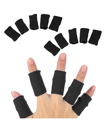 10pcs Stretchy Finger Protector Sleeves for Arthritis Basketball Football Badminton Baseball Outdoor Sports (Black) - Buy Online on GoSupps.com