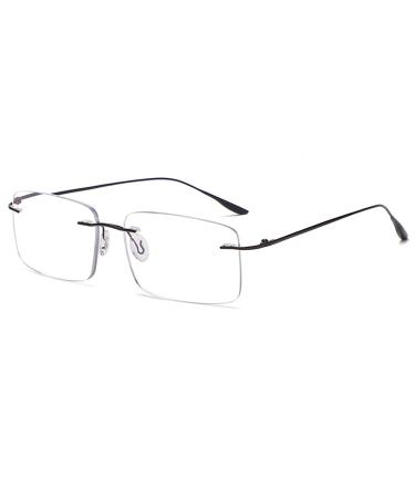 Lanomi fashion rectangular progressive multifocal reading glasses men women borderless metal blue light filter reading aid.
