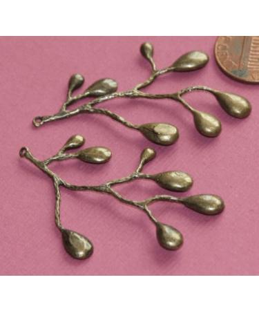2 pcs of Antique Brass Leaf Branch Drops 51x38mm