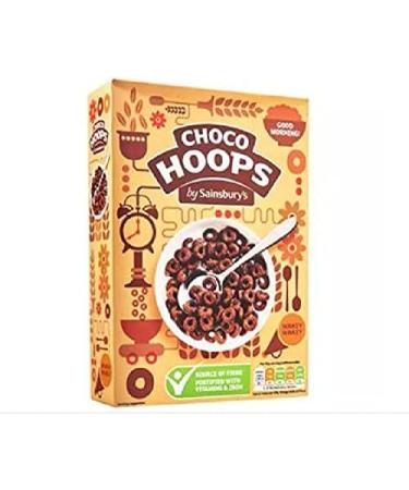 Sainsbury's Choco Hoops 375g - Wheat and rice hoops fortified with vitamins and iron covered in chocolate flavoured syrup. - Buy Online on GoSupps.com