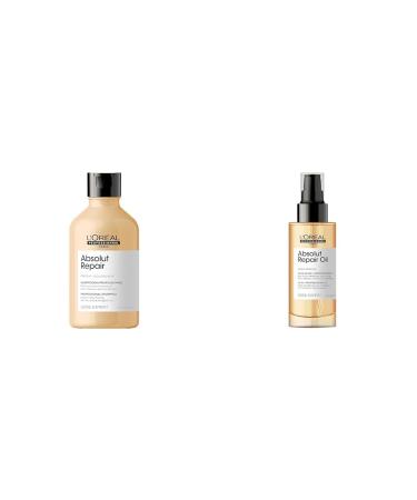 L'Or al Professionnel LOr al Professionnel Absolut Repair Routine Dry & Damaged Hair Repairing Shampoo and Multibenefit 10in1 Oil Instant Repair Protects & Nourishes the Fiber With Proteins