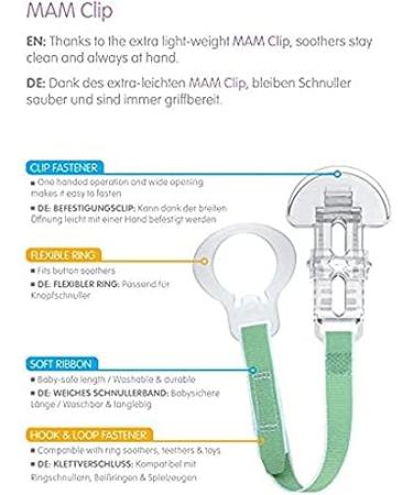 MAM Soother Clips Pack of 2 Baby Soother Chain Fits All MAM Soothers Newborn Essentials Cream Strap (Soothers Not Included) Stone Soother Pack of 2 - Buy Online on GoSupps.com