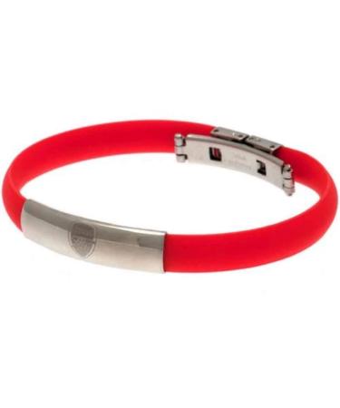Official arsenal football club color silicone bracelet with stainless steel closure and coat of arms plate - perfect Christmas birthday gift
