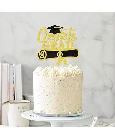 Blumomon 1Pc Gold Glitter Congrats GRAD Cake Topper 2024 Happy Graduation Party Decorations Congratulations Graduation Party Decorations Style 7