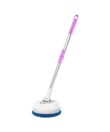 Electric Scrubbing Wand Rotating Bristle Cleaner Electric Broom Electric Cleaner Electric Brush Floor Scrubber with Adjustable Handle Household Cleaning for Tile Bathroom White