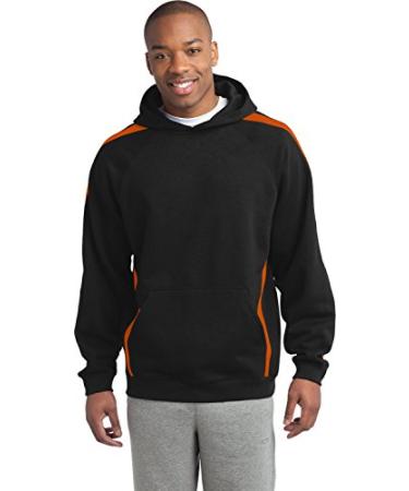 SPORT-TEK Sleeve Stripe Pullover Hooded Sweatshirt XX-Large Black Deep Orange