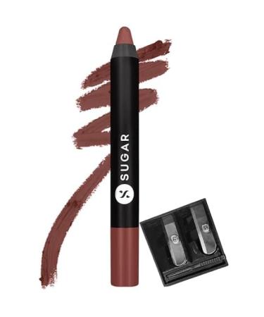 S.-UG'AR Matt'e C-osmeti'cs Crayon Lipstick with Sharpner Long-Lasting Upto 8+ Hrs 20 Buffy Summers-2.8gm.