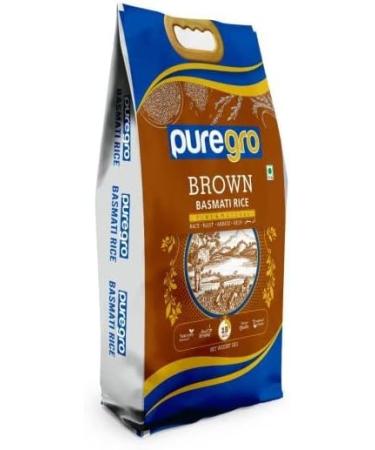 Puregro Brown Basmati Rice 5kg - Natural and Pure | Pack of 1 - Buy Online on GoSupps.com