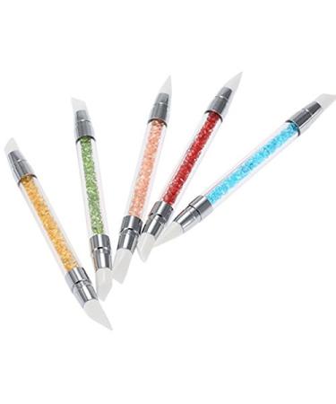 Frcolor Silicone Nail Art Brush Set - 5 Pack Gel Carving Pens with Rhinestone Handle | Perfect for Acrylic Nail Design - Buy Online on GoSupps.com