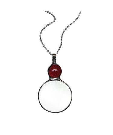 Necklace Magnifier Hanging Magnifier Portable 10X Magnifier Monocle Crafts Necklace with Lens Hanging for Reading Red