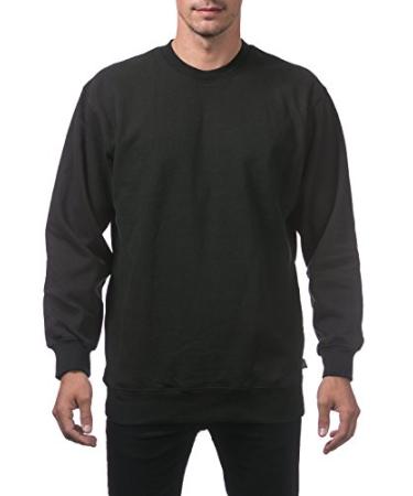 Pro Club Men's Heavyweight 13oz Crew Neck Fleece Pullover Sweatshirt Black Medium
