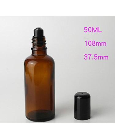 3Pcs Brown Glass Roll-On Bottles | Stainless Steel Roller Balls | Essential Oil & Lip Balm Container - 50ml - Buy Online on GoSupps.com