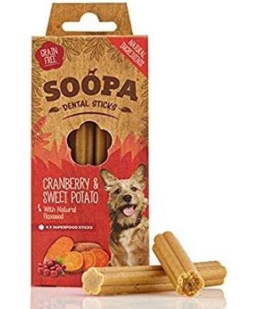 Soopa Cranberry and Sweet Potato Dental Dog Treats Vegan Grain Free Made in Ireland 3 Pack (12 Sticks) Cranberry and Sweet Potato 3 Pack (12 Sticks) - Buy Online on GoSupps.com