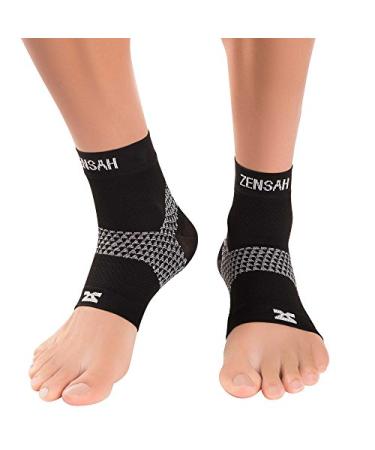 Zensah Plantar Fasciitis Sleeve - Relieve Heel Pain, Arch Support, Reduce Swelling - Compression Foot Sleeve, Plantar Fasciitis Sock Medium 1 Pair - Black