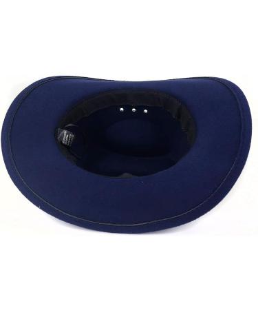 Western Style Wide Brim Fedora Hat with Belt - Navy Blue - for Men & Women - Buy Online on GoSupps.com